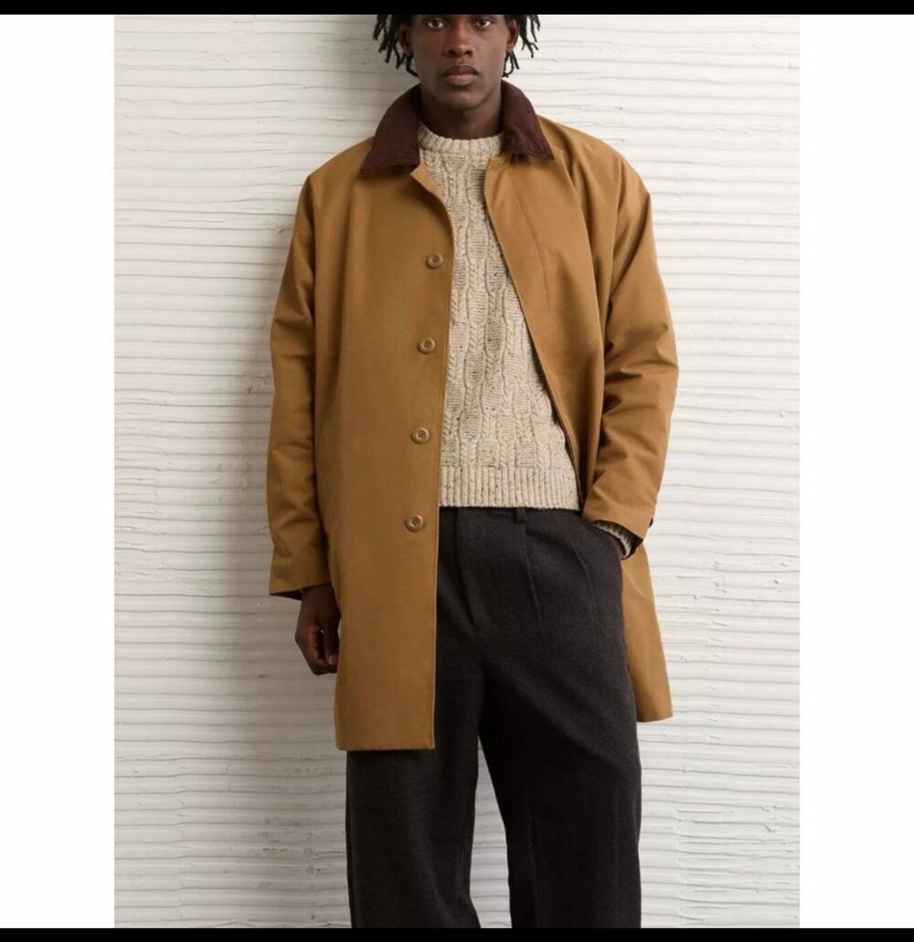 American Eagle AE Mac Trench Coat Men's M Brown Unisex Oversized NWT